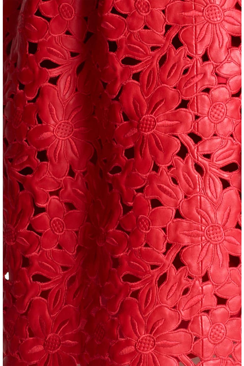 Laser Cut Leather Dress, Alternate, color, RED