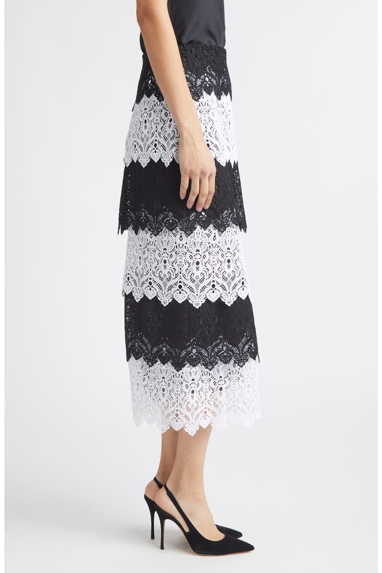 Layered Lace Pencil Skirt, Alternate, color, BLACK/ WHITE