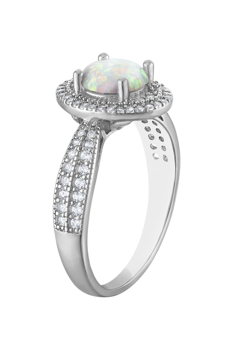 Lab Created Opal Halo Ring, Alternate, color, WHITE