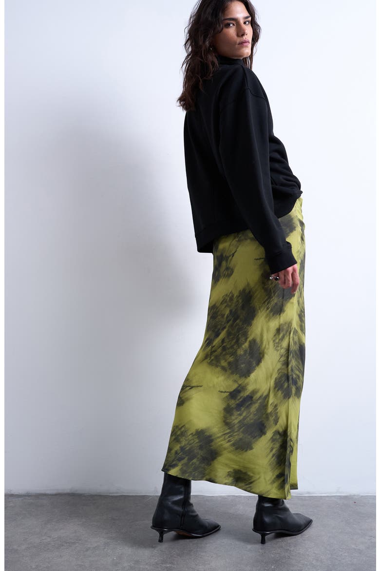Bias Cut Satin Maxi Skirt, Alternate, color, LIGHT GREEN