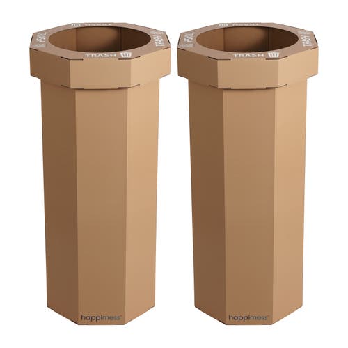Happimess Fleur 25-gallon Classic Disposable Corrugated Cardboard Event Trash Can And Recycling Bin In Brown