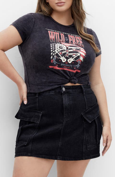 Wild & Free Crop Graphic Baby Tee (Plus)