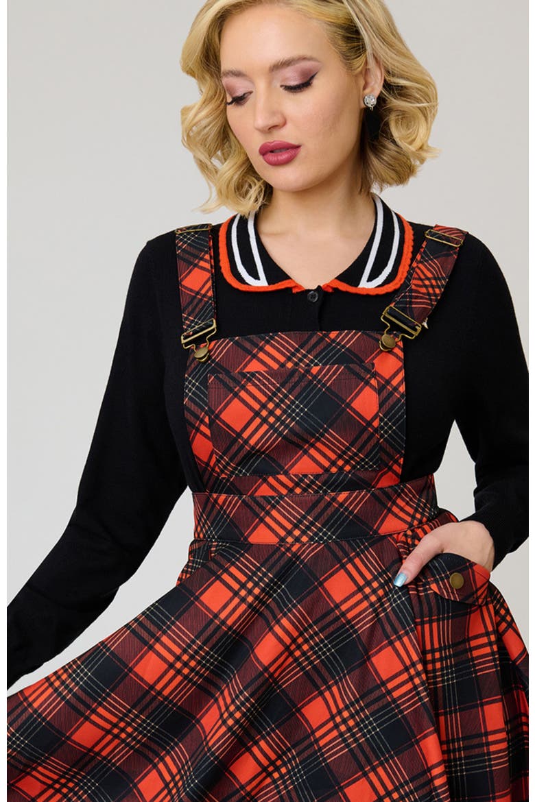 Brionne Pinafore Skirt, Alternate, color, Orange Plaid