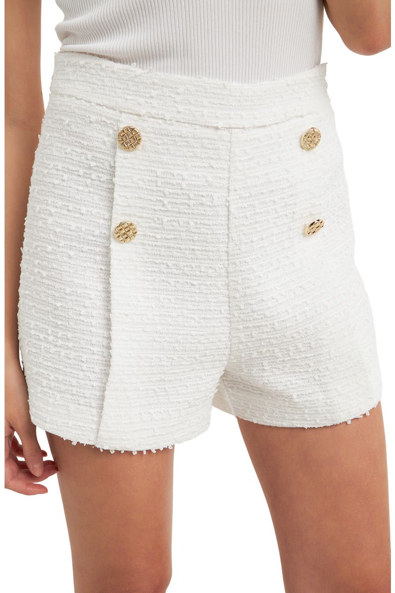 Double Button Tweed Shorts, Alternate, color, WHITE