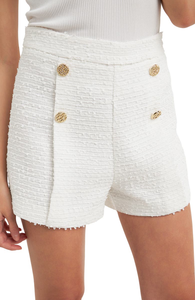 Endless Rose Double Button Tweed Shorts, Alternate, color, White
