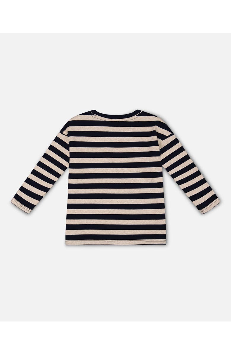 Deux par Deux Little Boy's Striped Rib T-Shirt Navy, Alternate, color,