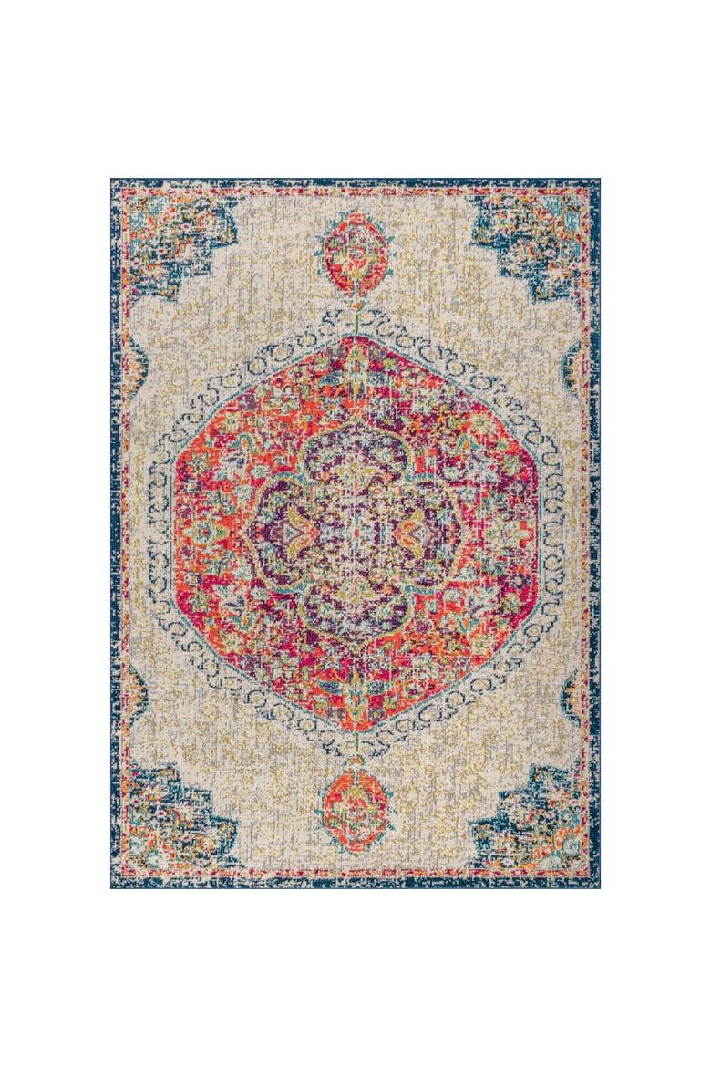 Bohemian FLAIR Boho Vintage Medallion Area Rug, Main, color, Cream/Orange