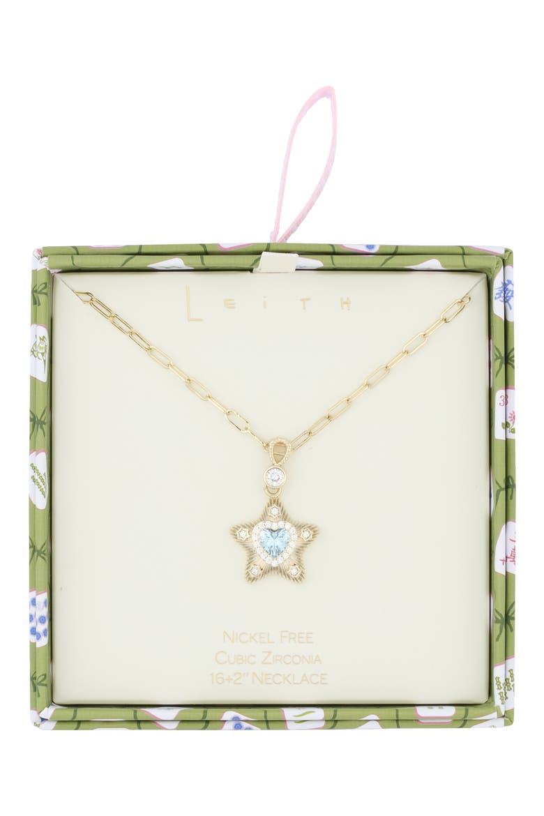 Puffy Star Pendant Necklace, Main, color, BLUE- GOLD