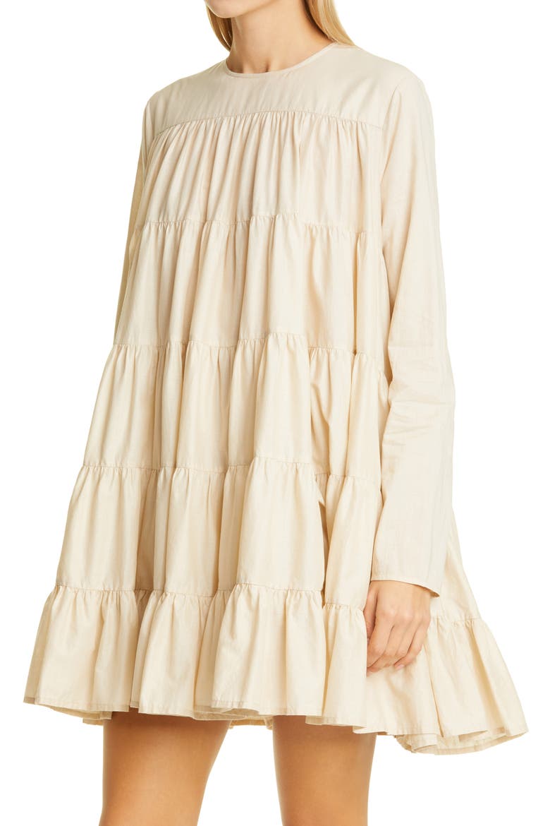 Soliman Tiered Minidress, Alternate, color, LIGHT BEIGE