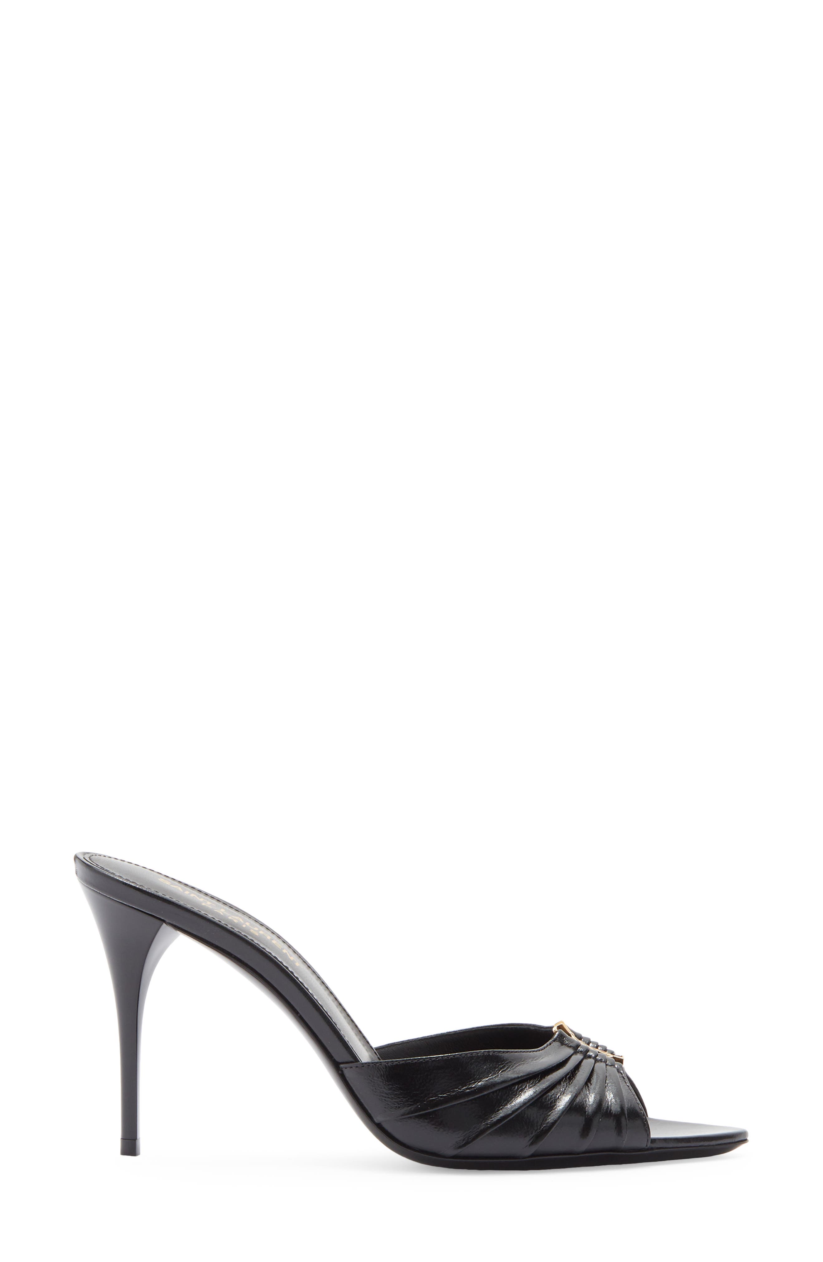 Saint Laurent Babylobne Slide Sandal, Alternate, color, Nero