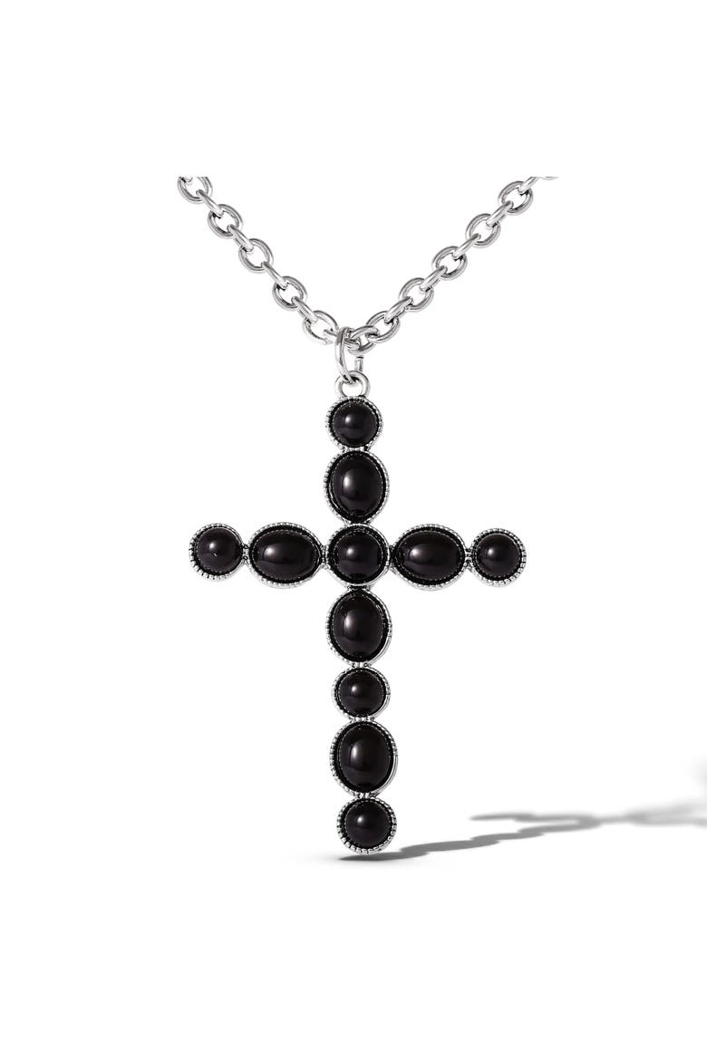Ox Silver Black Cross Necklace, Alternate, color, Black/Silver