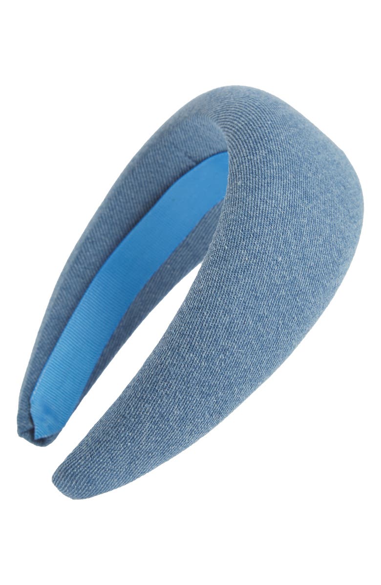 Ganni Washed Denim Headband, Main, color, 