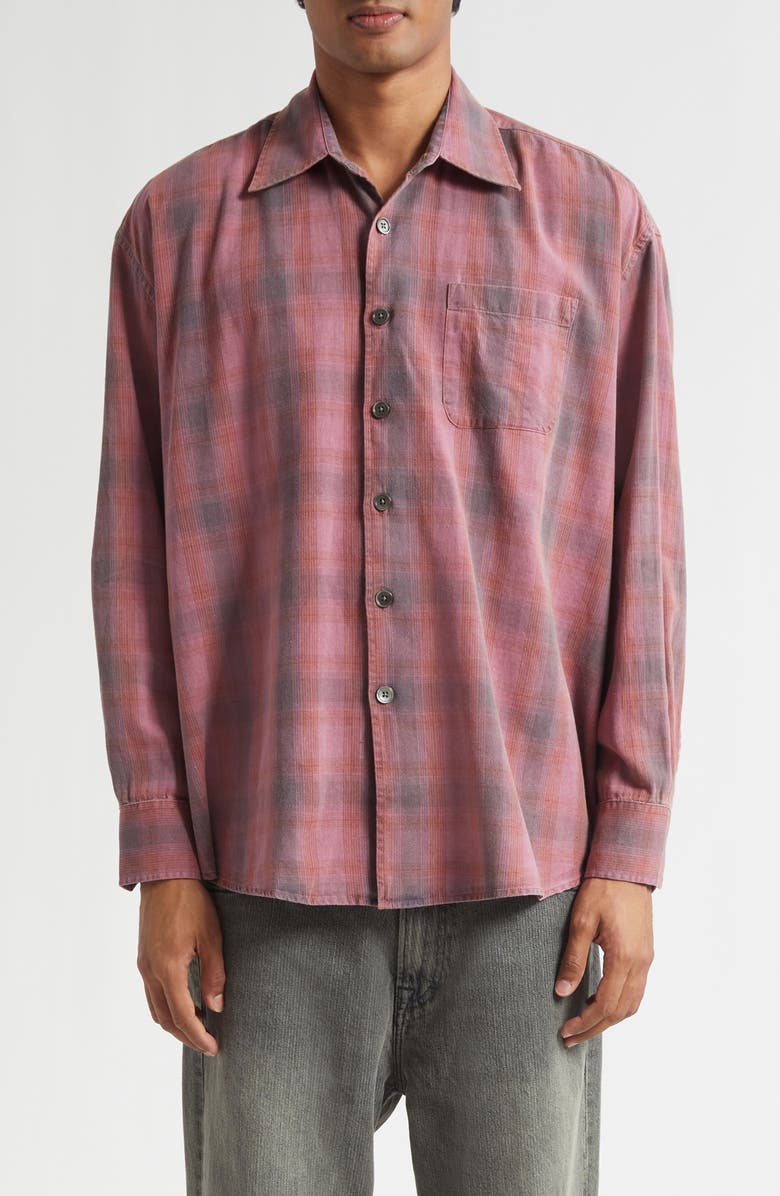 OUR LEGACY Borrowed Check Flannel Button-Up Shirt, Main, color, Idaho Flannel Check
