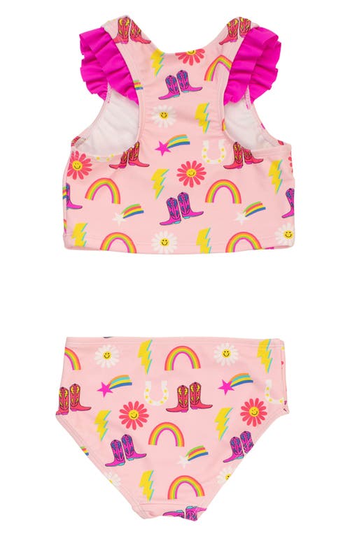 Rufflebutts Kids' Cowgirl Cutie Two-piece Racerback Swimsuit In Pink