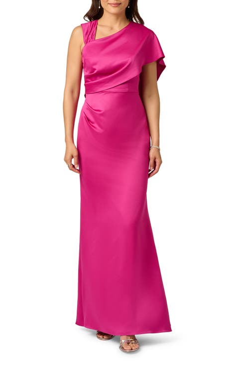 Satin Crepe Draped Gown