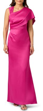 Adrianna Papell Satin Crepe Draped Gown