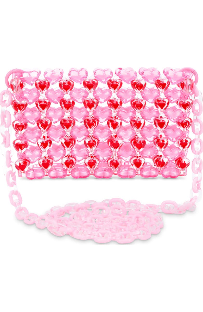 Iscream Kids' Heart Beaded Crossbody Bag, Main, color, Pink