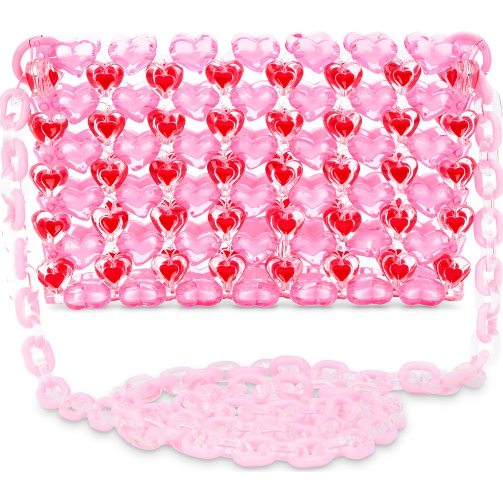 Iscream Kids' Heart Beaded Crossbody Bag In Pink