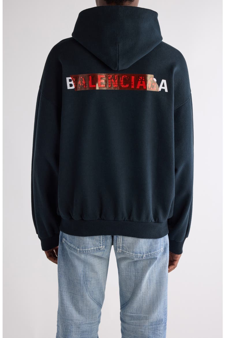 Medium Fit Taped Logo Graphic Hoodie, Alternate, color, FADED BLACK/ WHITE/ RED