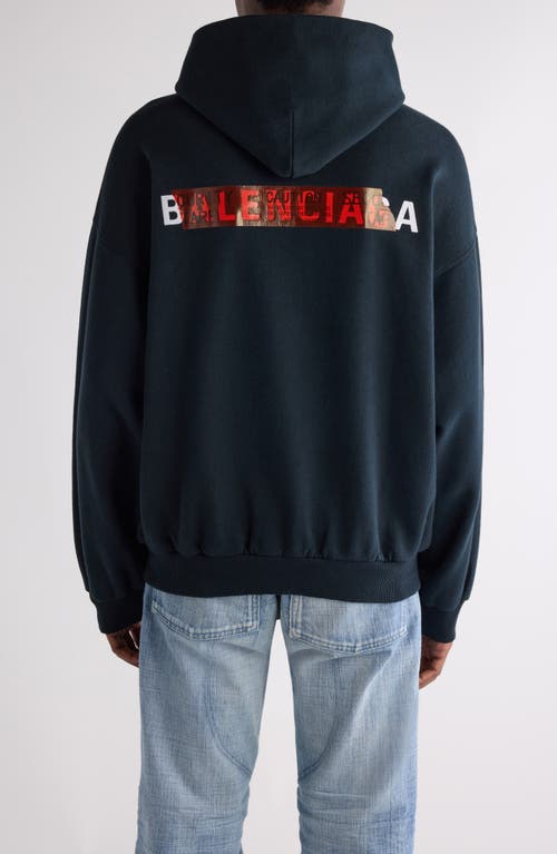 Balenciaga Hooded Sweatshirt Kangaroo Pocket In Blue