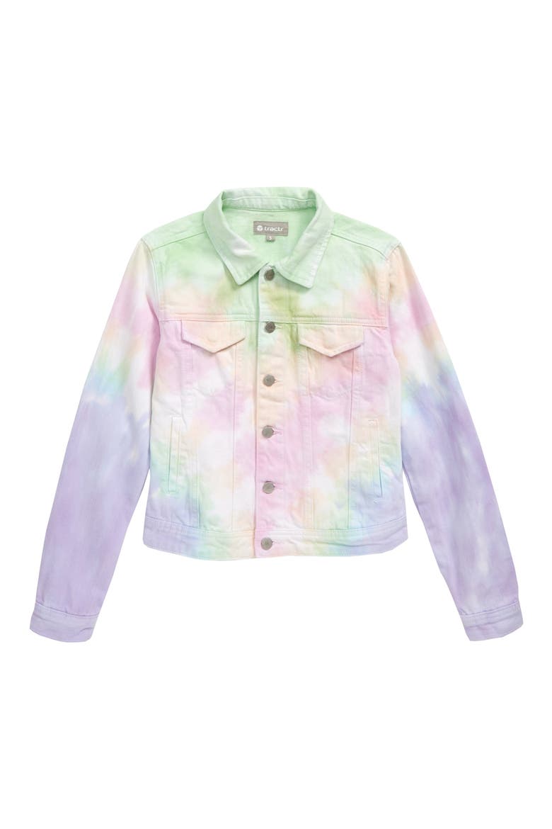Tie Dye Denim Jacket, Main, color, PINK MULTI