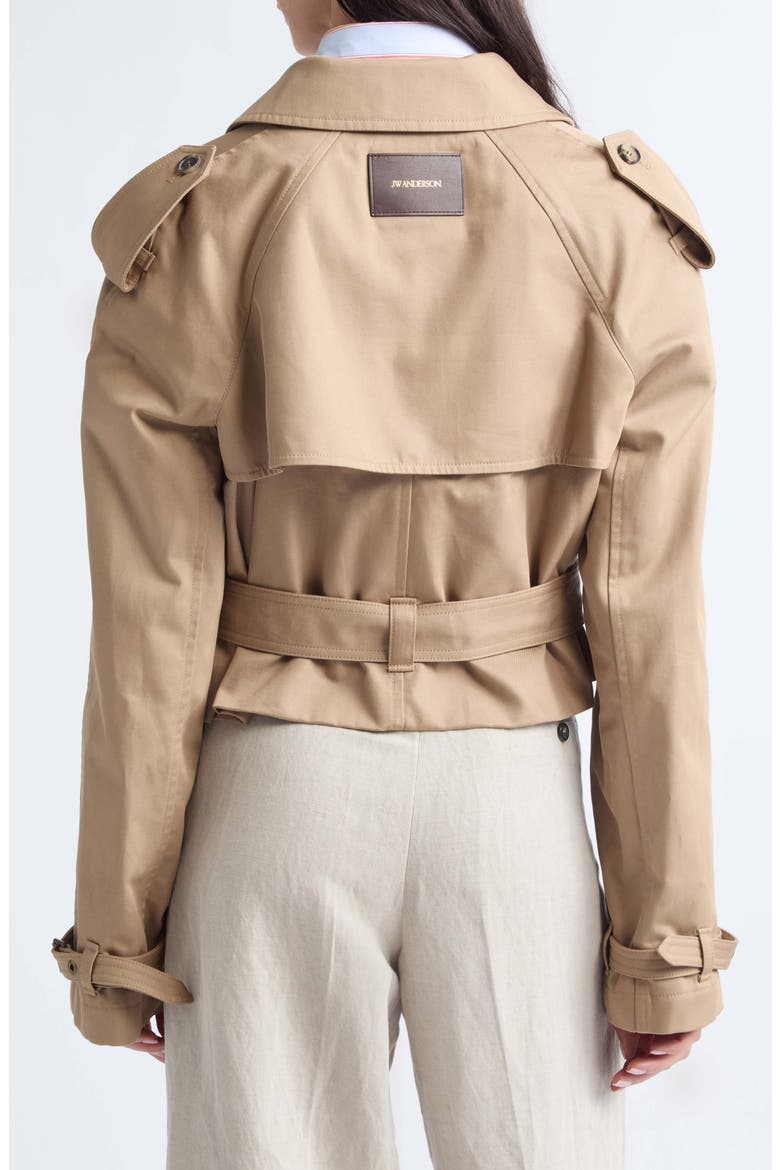 Double Breasted Crop Trench Coat, Alternate, color, BEIGE