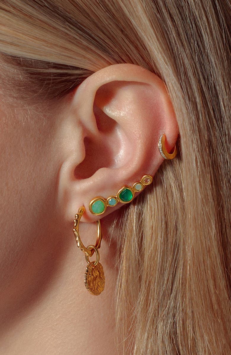 Monica Vinader Fiji Skinny Diamond Huggie Hoop Earrings, Alternate, color, Yellow Gold