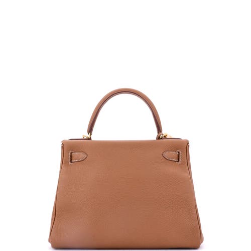Pre-owned Hermes  Hermes Kelly Handbag Brown Togo With Gold Hardware 28 In Gold