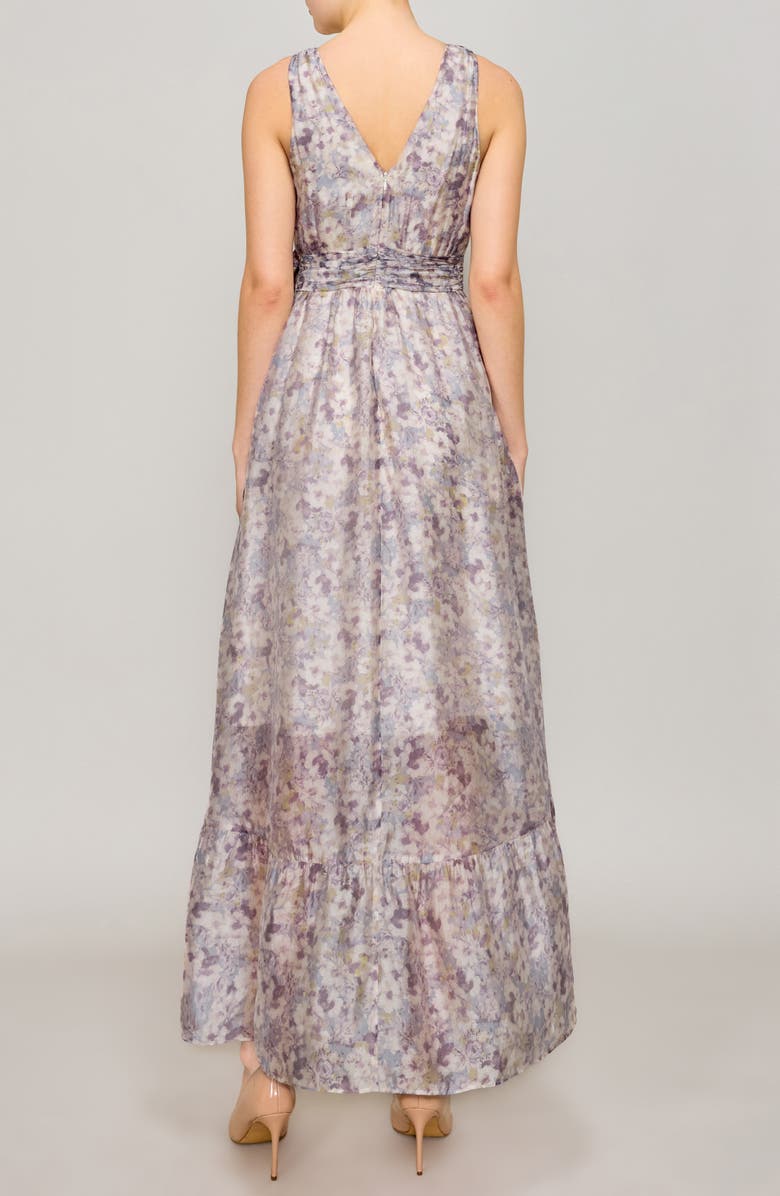 MELLODAY Floral Print Ruffle Chiffon High-Low Dress, Alternate, color, Ivory Lilac