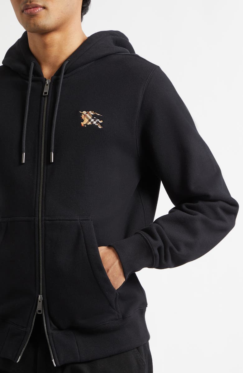 Burberry Scott Check EKD Stamp French Terry Hoodie, Alternate, color, Black