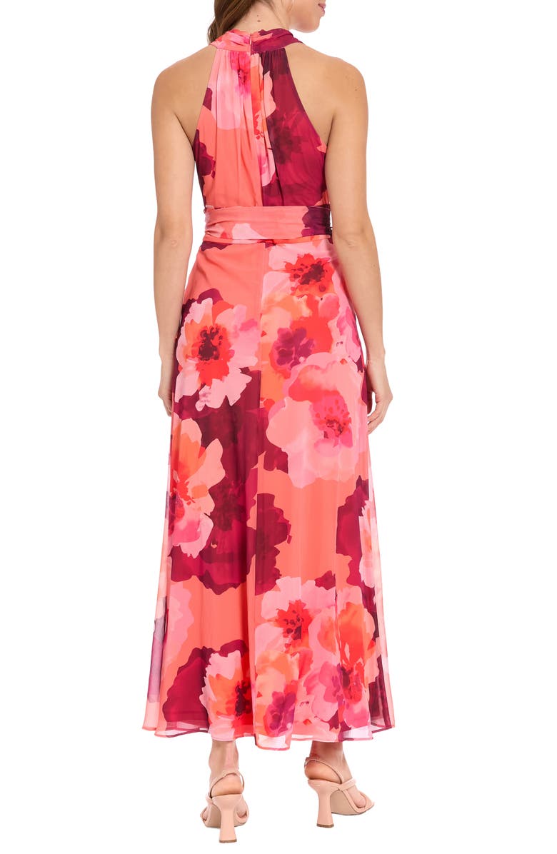 London Times Floral Halter Maxi Dress, Alternate, color, 