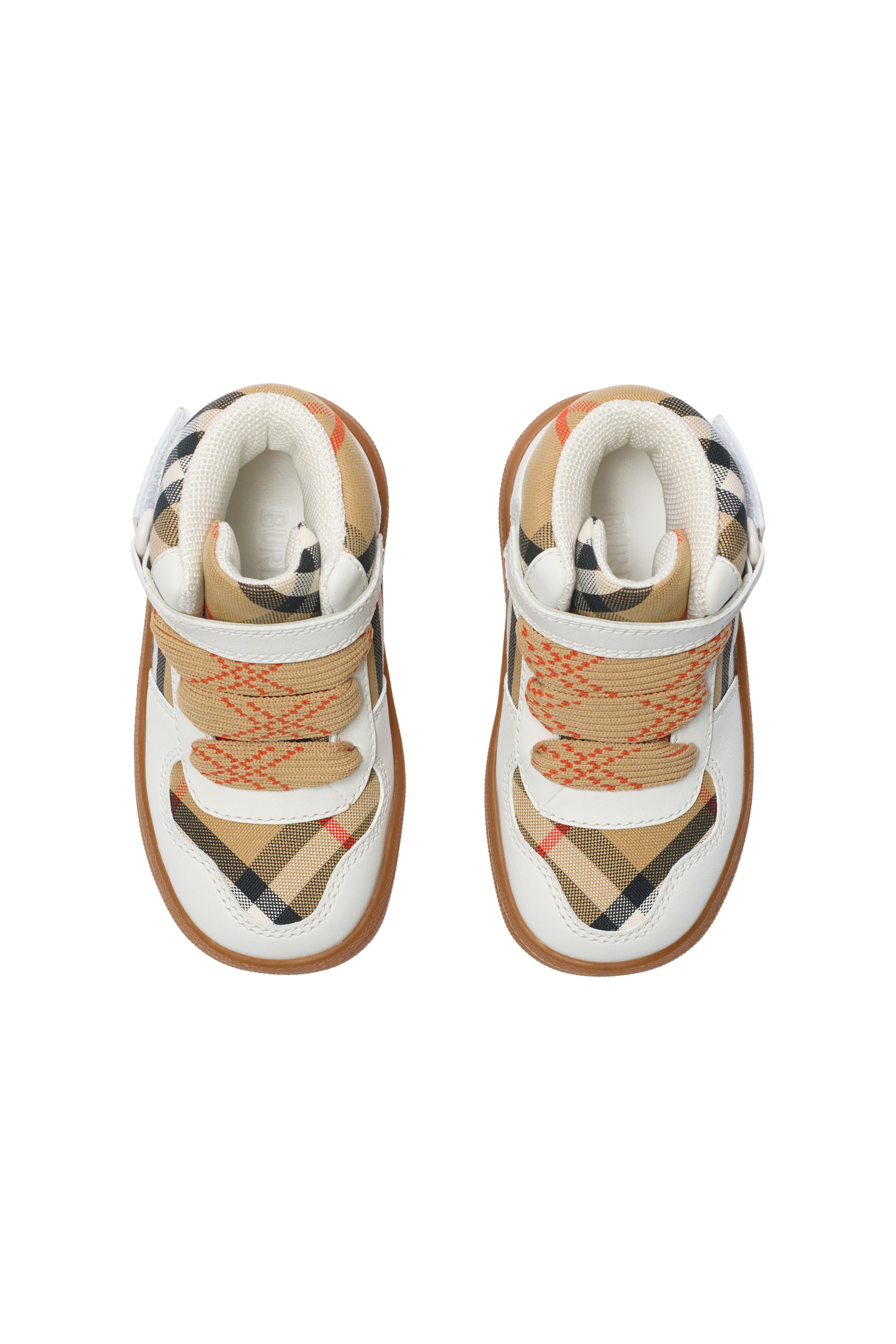 Burberry Check and Leather High-top Sneakers, Alternate, color, Sand