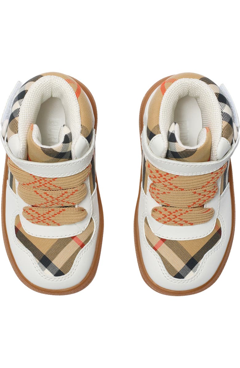 Burberry Check and Leather High-top Sneakers, Alternate, color, Sand