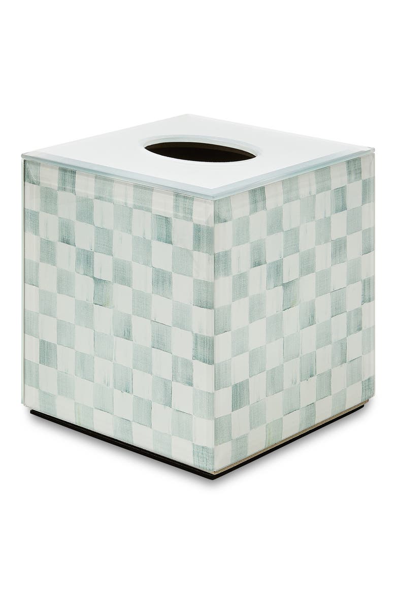Sterling Check Boutique Tissue Box Cover, Main, color, STERLING