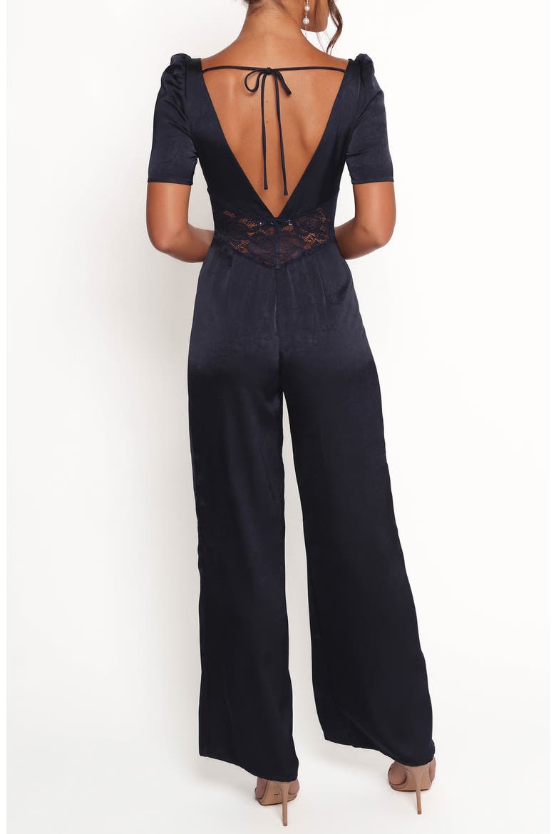 Milana Lace Inset Satin Jumpsuit, Alternate, color, NAVY