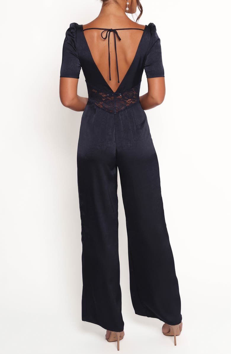 Petal & Pup Milana Lace Inset Satin Jumpsuit, Alternate, color, Navy