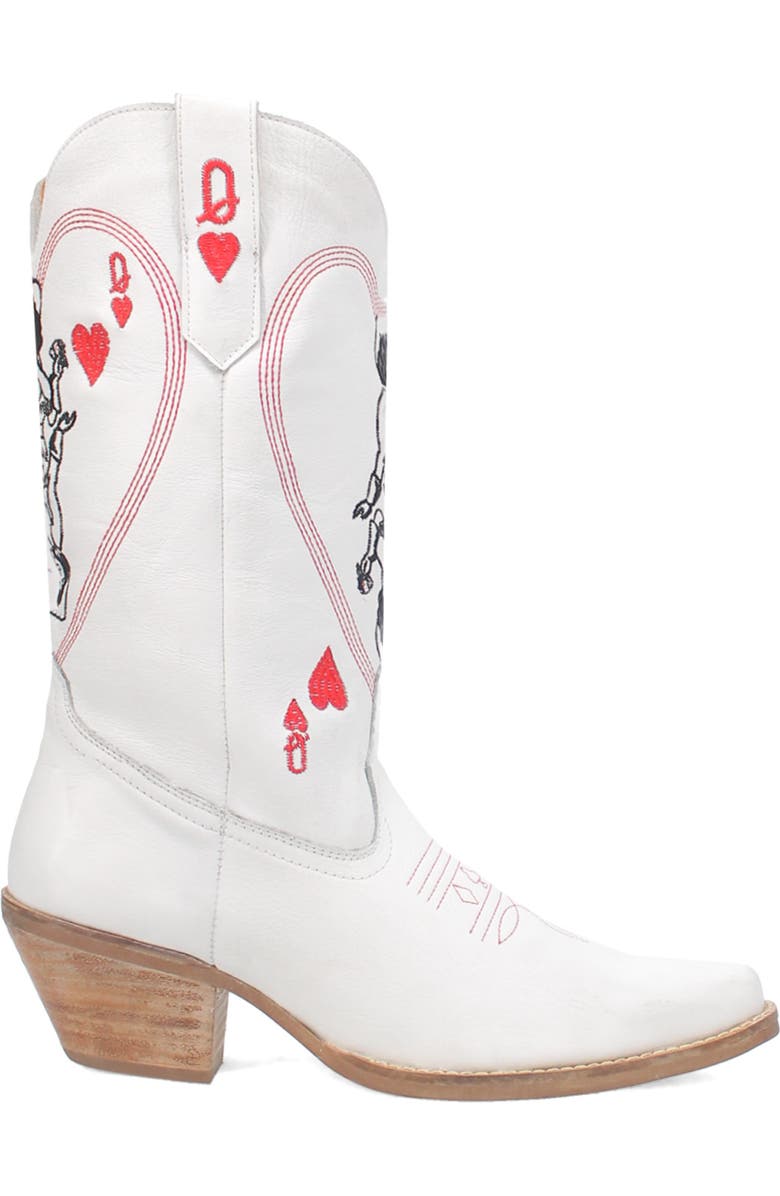 Dingo Queen a Hearts Western Boot, Alternate, color, White