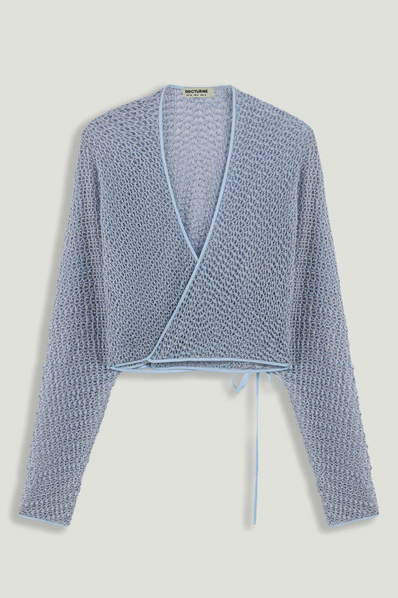 Wrap Mesh Blouse, Alternate, color, Blue