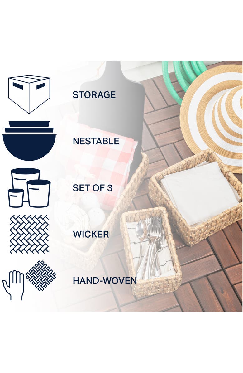 HAPPIMESS Tress Minimalist Hand-Woven Hyacinth Nesting Baskets, Natural, Alternate, color, Natural