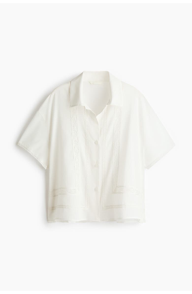 H&M Lace-trimmed Beach Shirt, Main, color, White