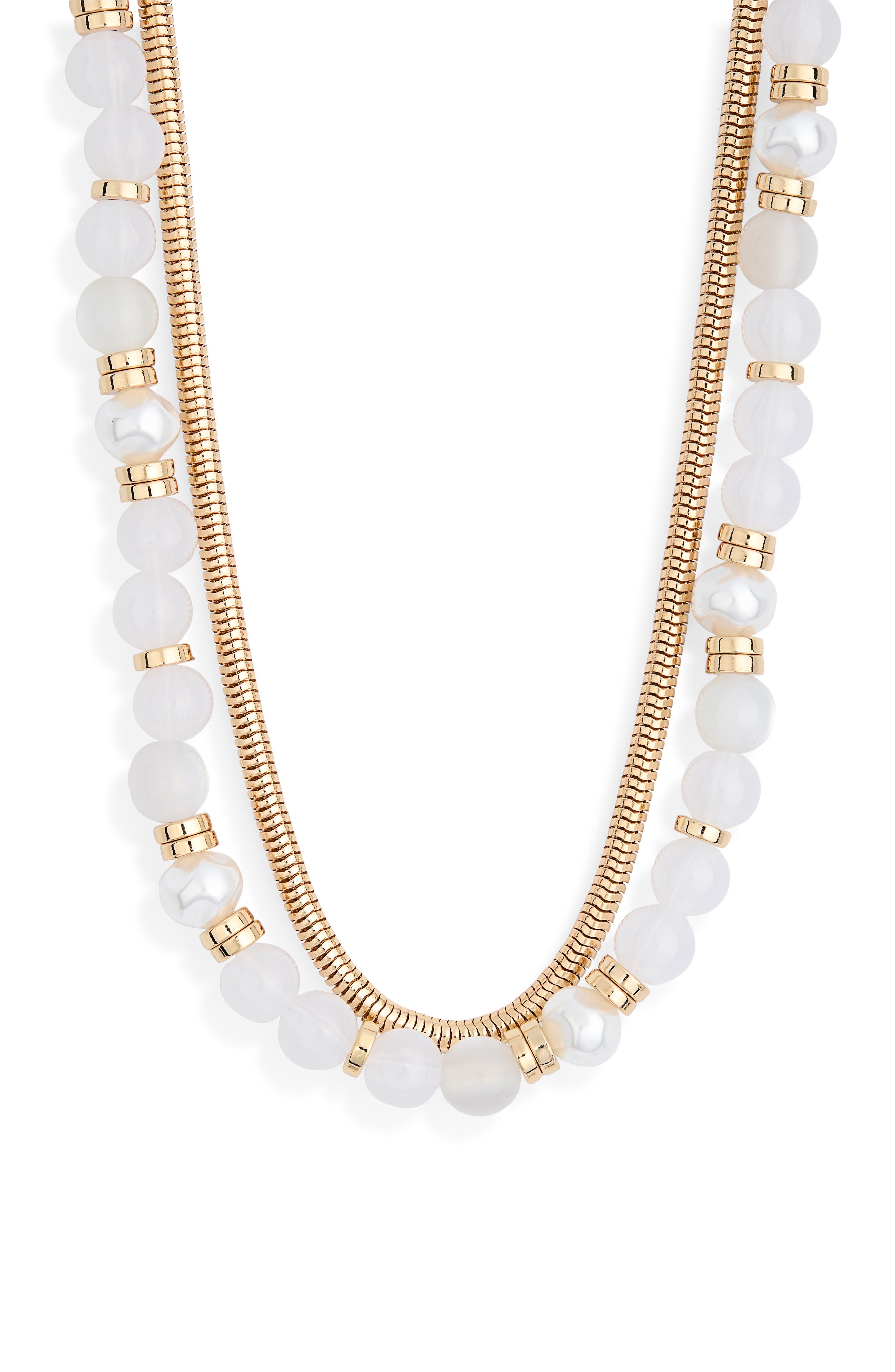 NORDSTROM RACK Layered Chain & Bead Necklace