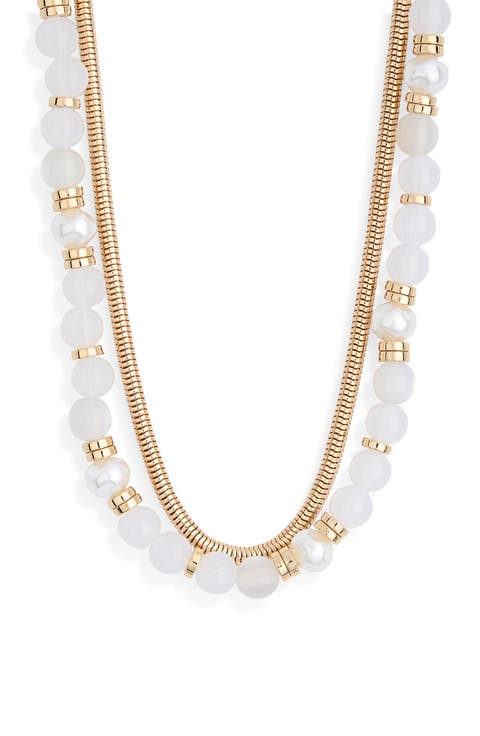 Layered Chain & Bead Necklace