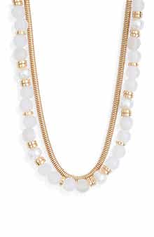 NORDSTROM RACK Layered Chain & Bead Necklace