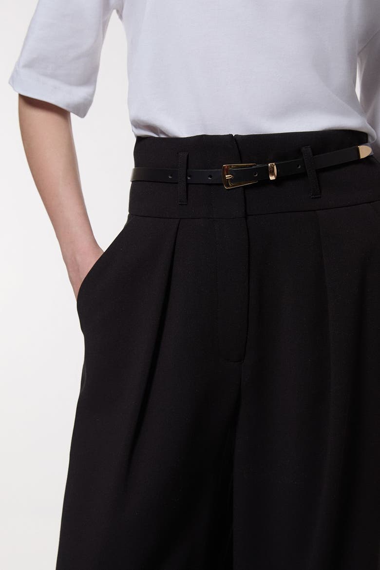 Petite Tailored Wide Leg Trouser, Alternate, color, Black