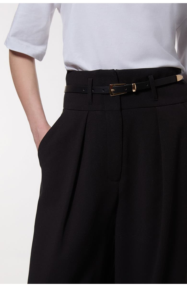 Karen Millen Petite Tailored Wide Leg Trouser, Alternate, color, Black