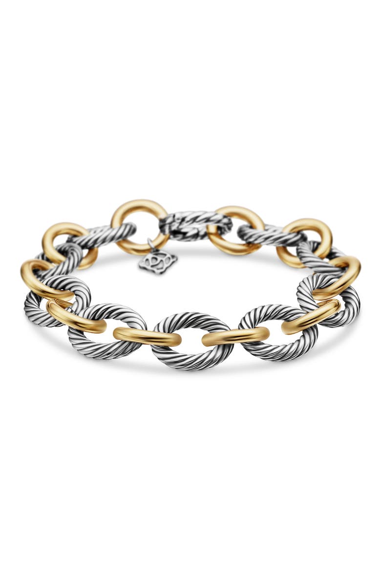 Oval Link Chain Bracelet in Sterling Silver with 18K Gold, 12mm, Main, color, SILVER/ GOLD