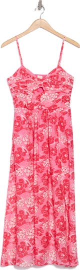 Floral Ruched A-Line Maxi Dress