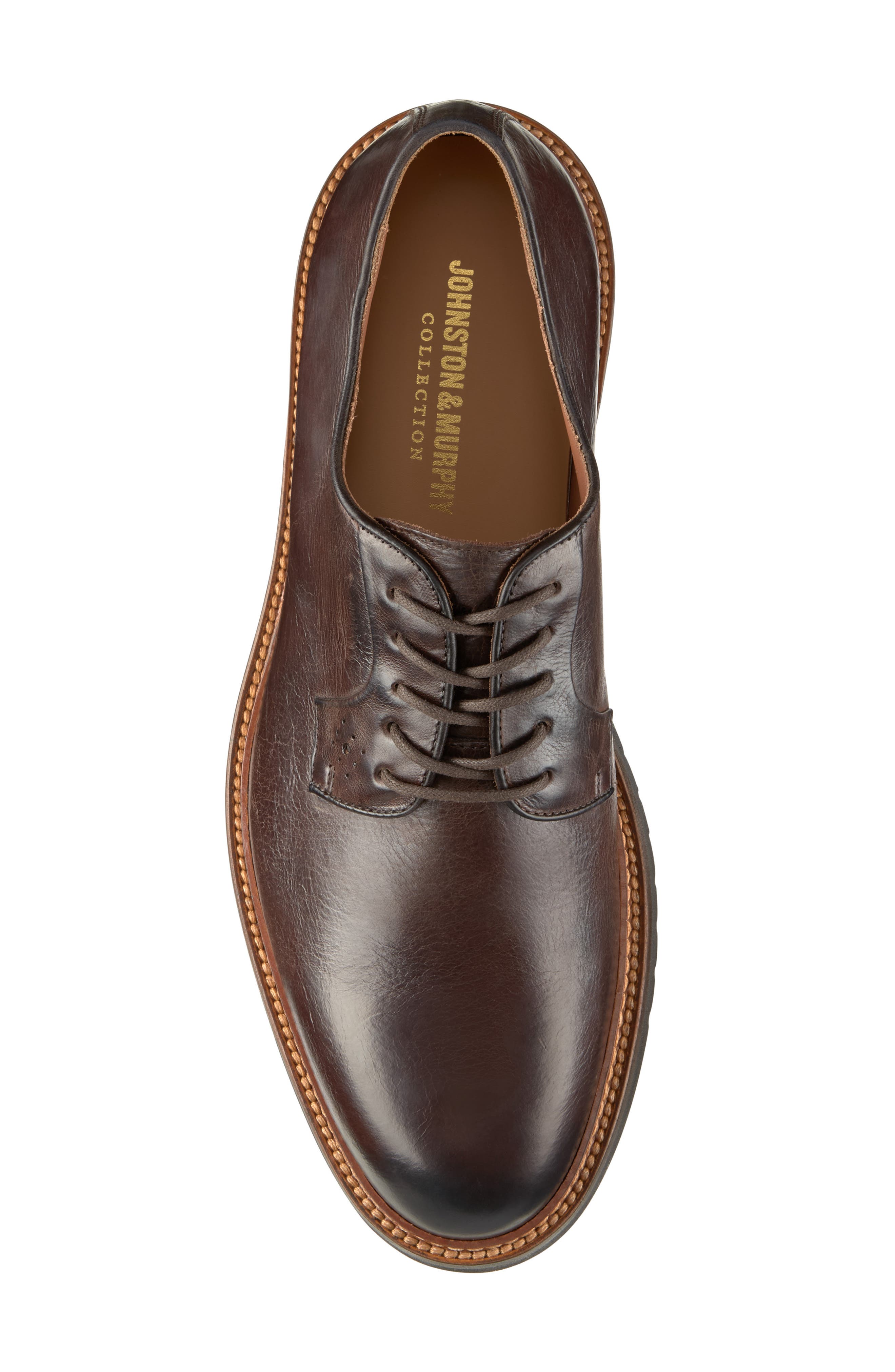 Johnston & Murphy Hartford Plain Toe Derby, Alternate, color, Dark Brown Italian Calfskin