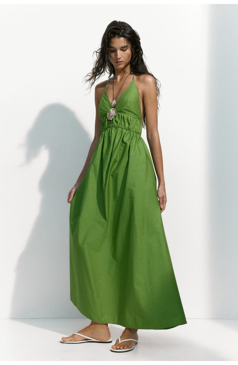 H&M Poplin halterneck dress, Alternate, color, Green