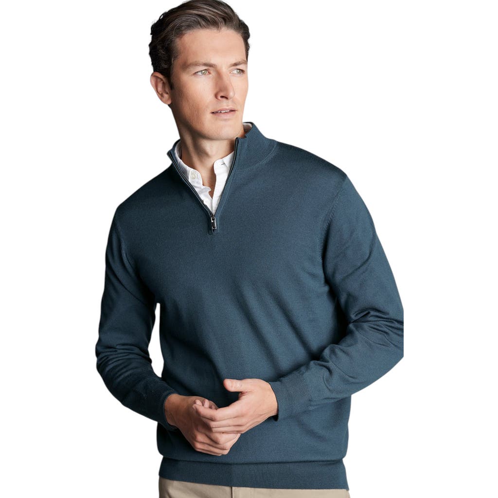 CHARLES TYRWHITT CHARLES TYRWHITT MERINO ZIP NECK LONG SLEEVE SWEATER